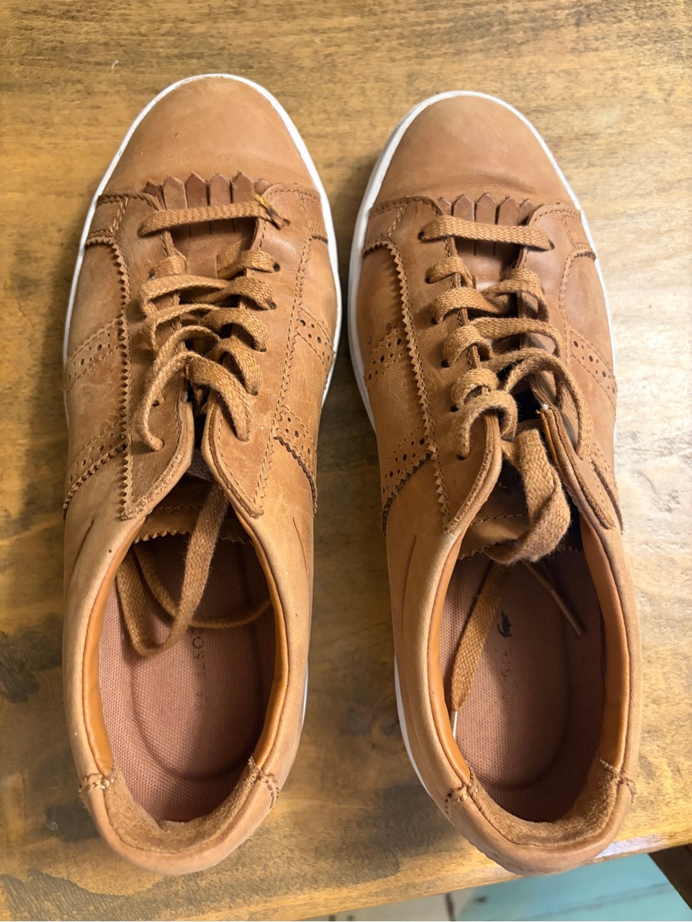 Lacoste Tan Leather Lace-Up Sneakers